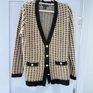Tahari Black and Tan Knit Cardigan